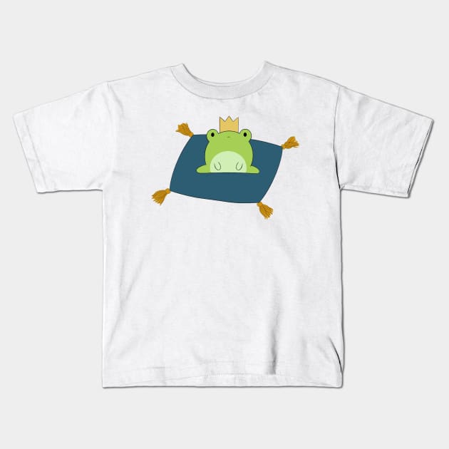 Frog King Kids T-Shirt by rainilyahead